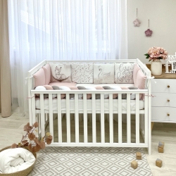 Set complet de lenjerie pentru patut bebelusi/copii cu 7 piese Bambi
